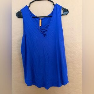 Blue Sleeveless V-Neck Top